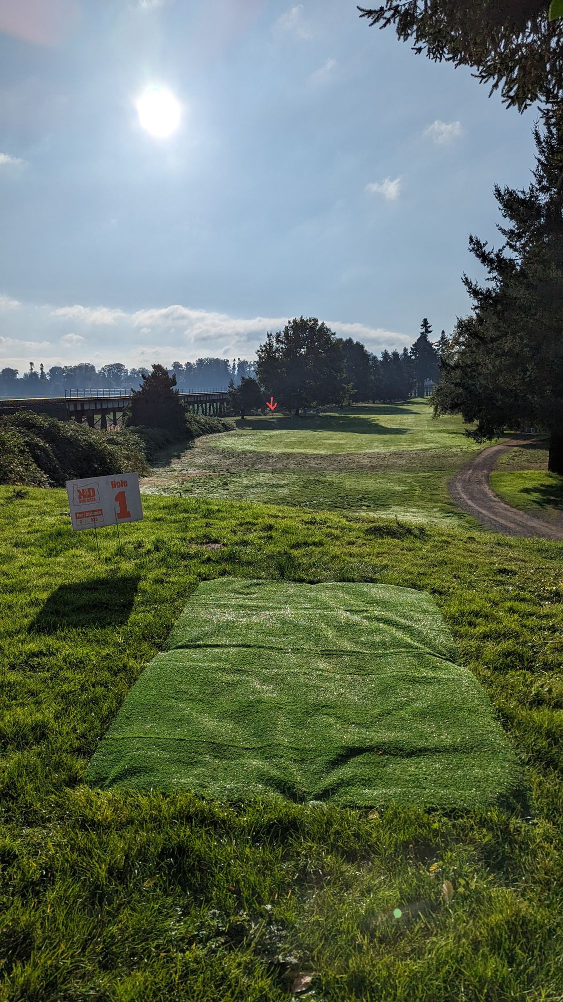 Hole 1 with the new improved tee pads.