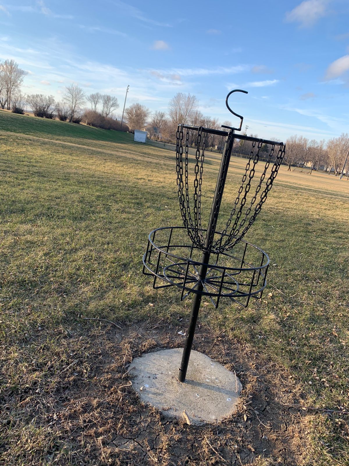 View of hole 2 basket looking back towards the tee pad.