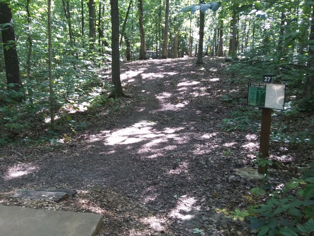 #27 tee shot, a slight bend to the right.