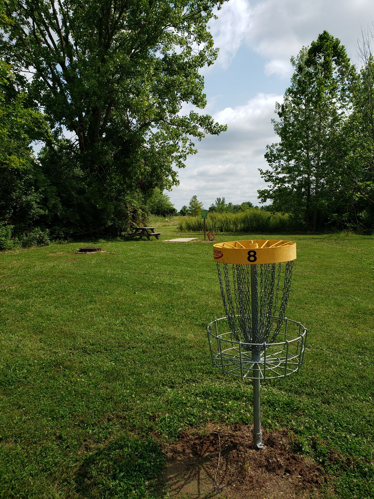 #8 Basket facing #9 Tee-Pad.