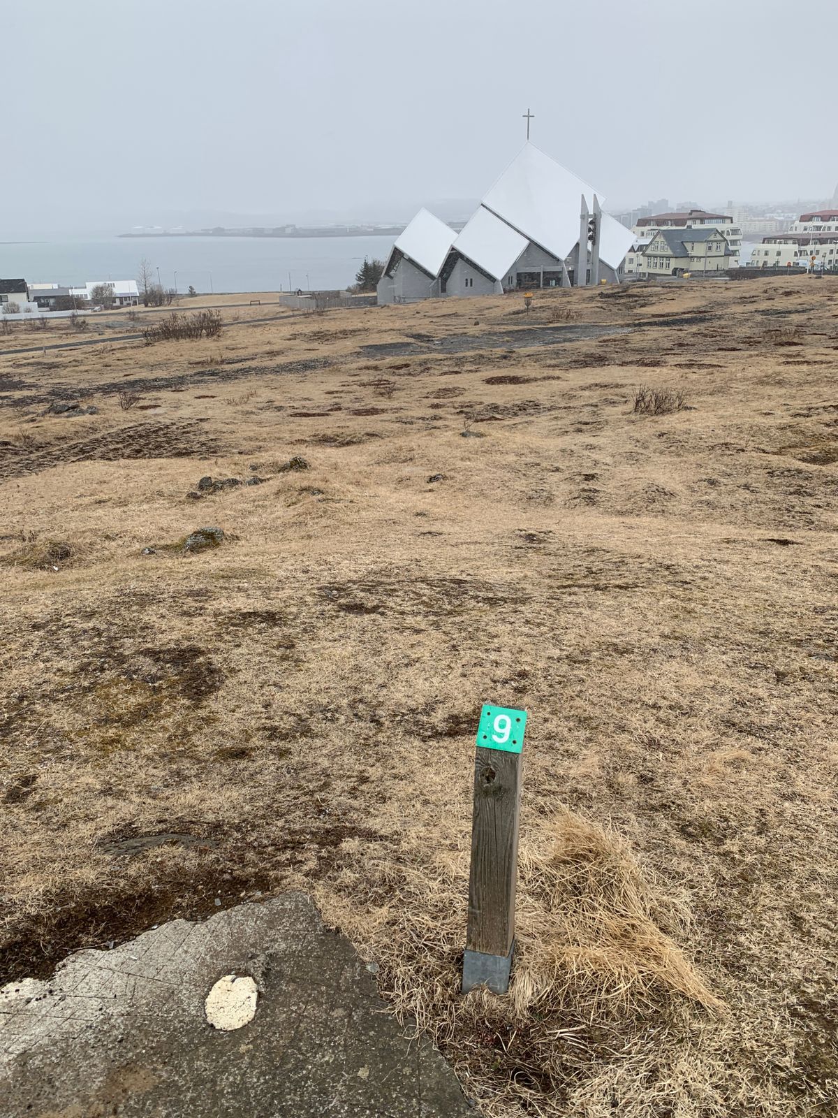 Tee marker and fairway hole 9