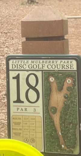 Sign marking Hole 18
