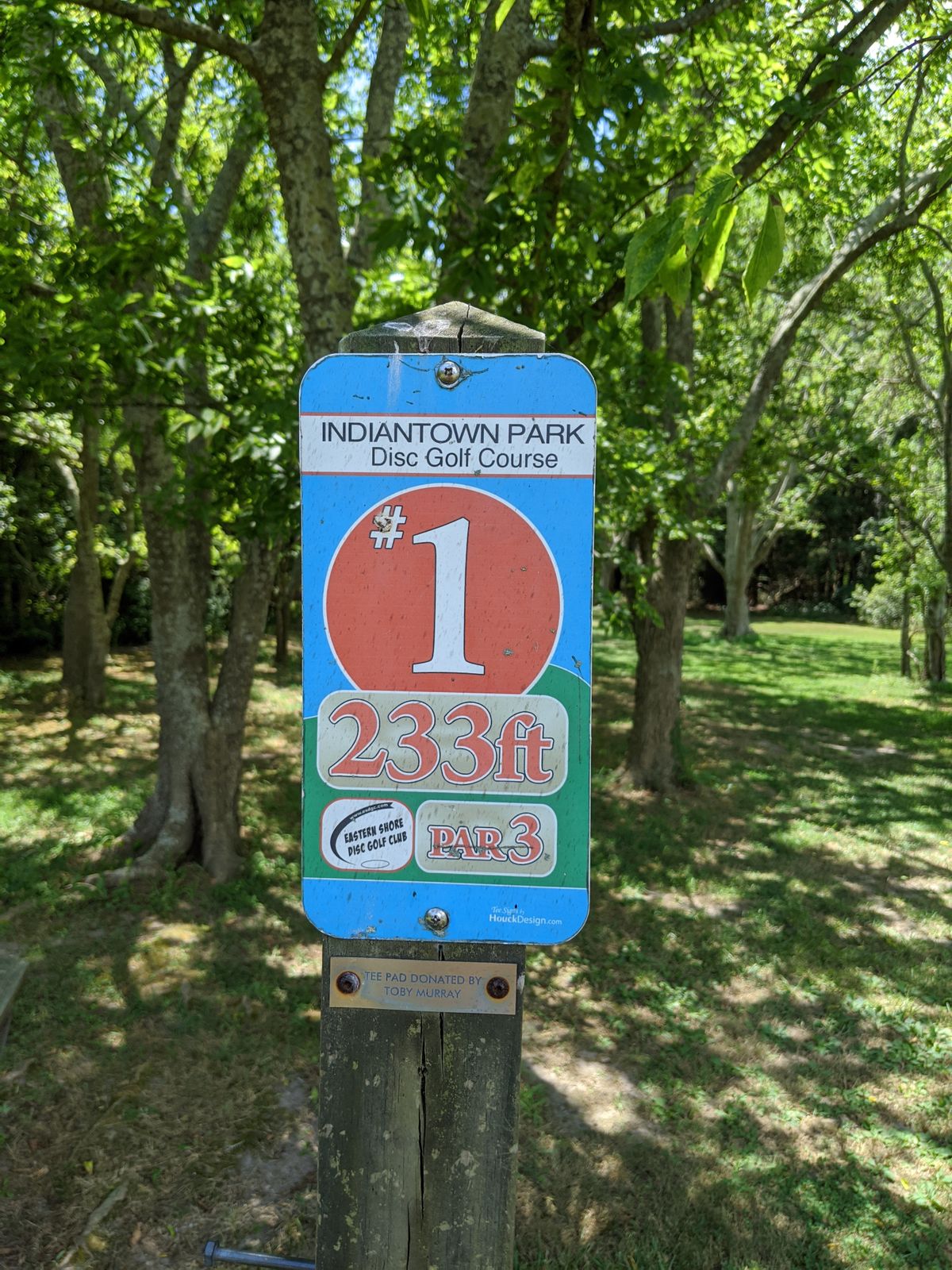 Hole 1 marker.