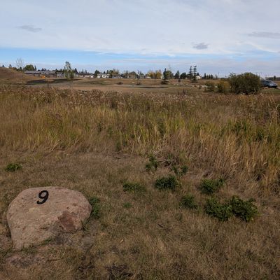 Hole 9. Over the reeds and slightly left