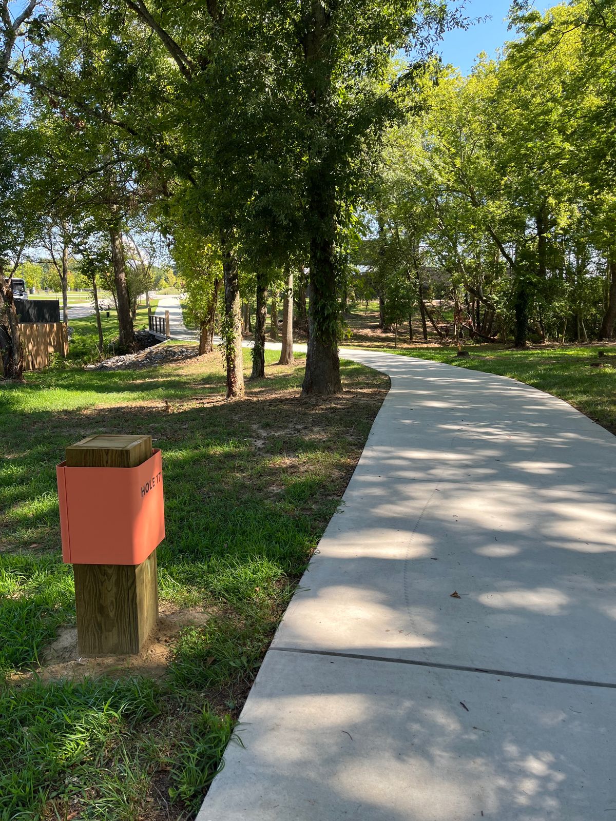 Hole 17: (I didn’t take a pic of 16) OB’s On or over the sidewalk. Hole 18 is past the RV park