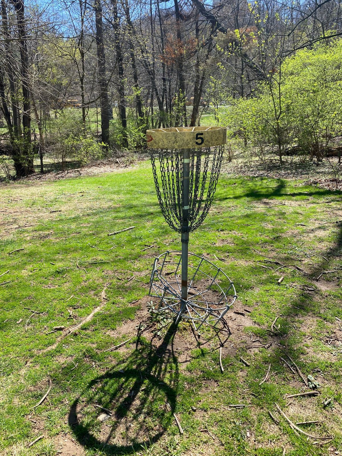 Broken basket on hole 5 as of 4/9/2025