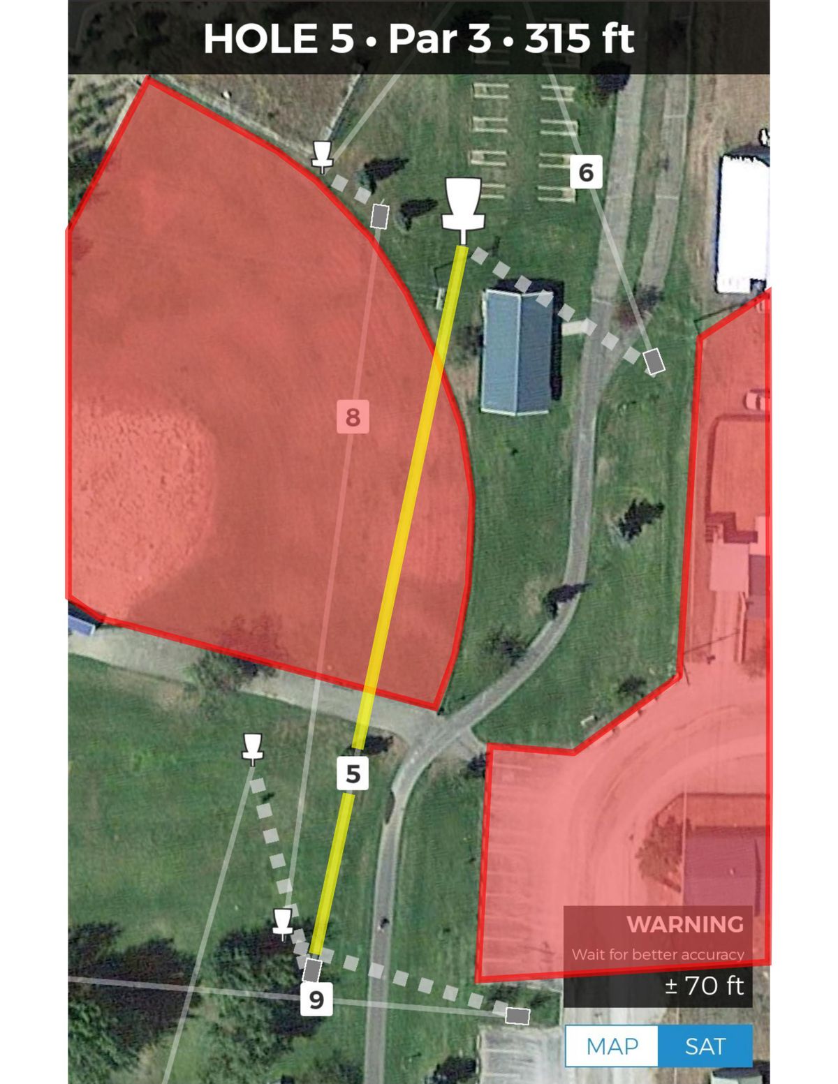 Kellogg+ course adds difficulty
-ball field and road play as OB