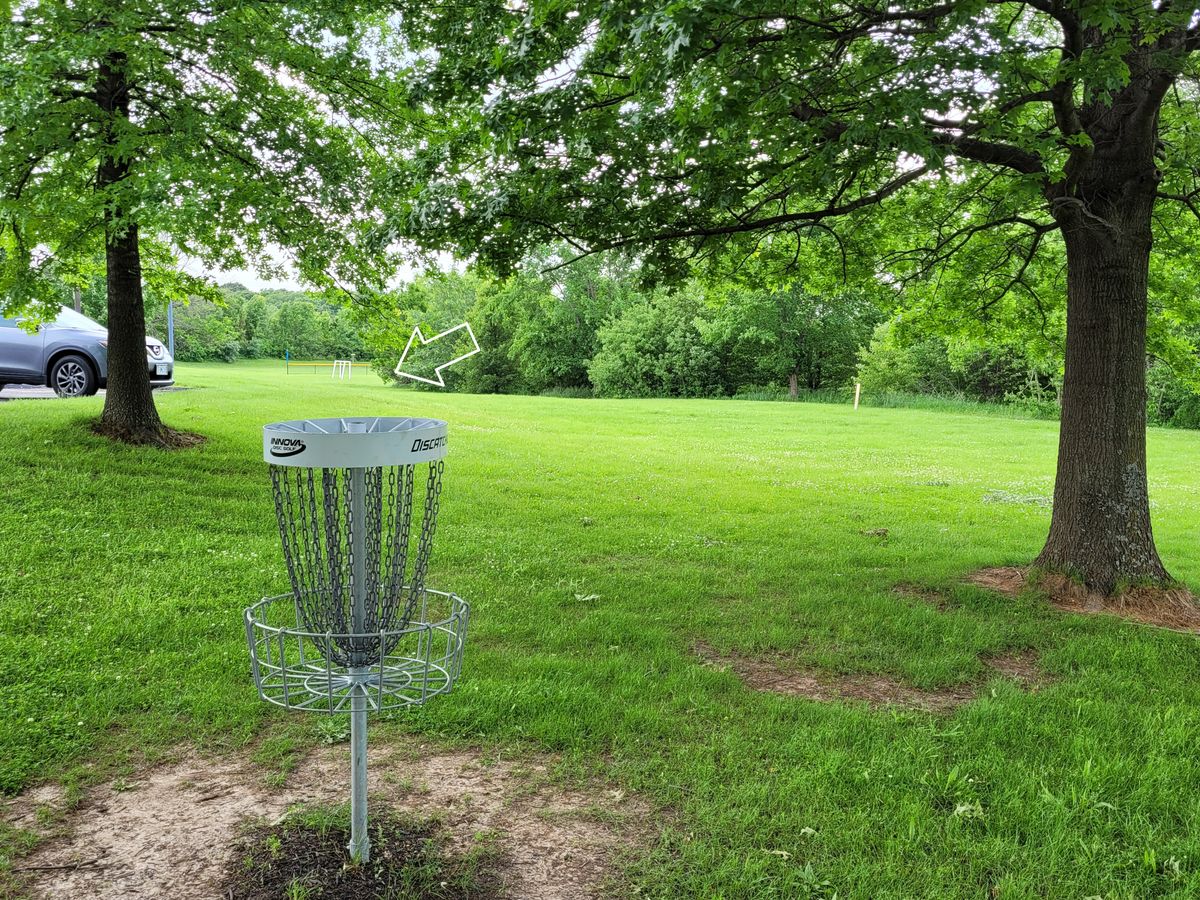 Hole 18 white basket to tee