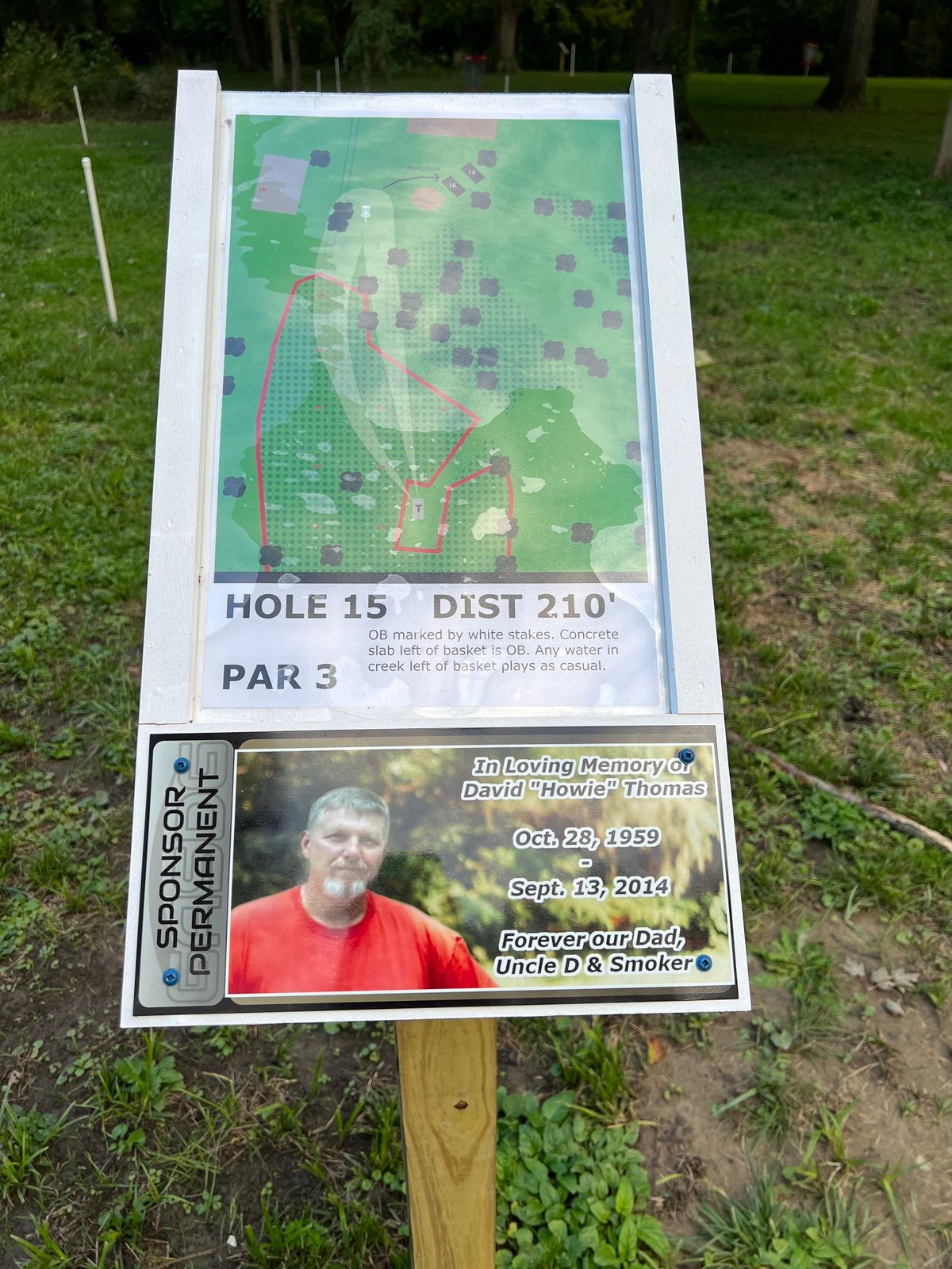Hole 15 tee sign
