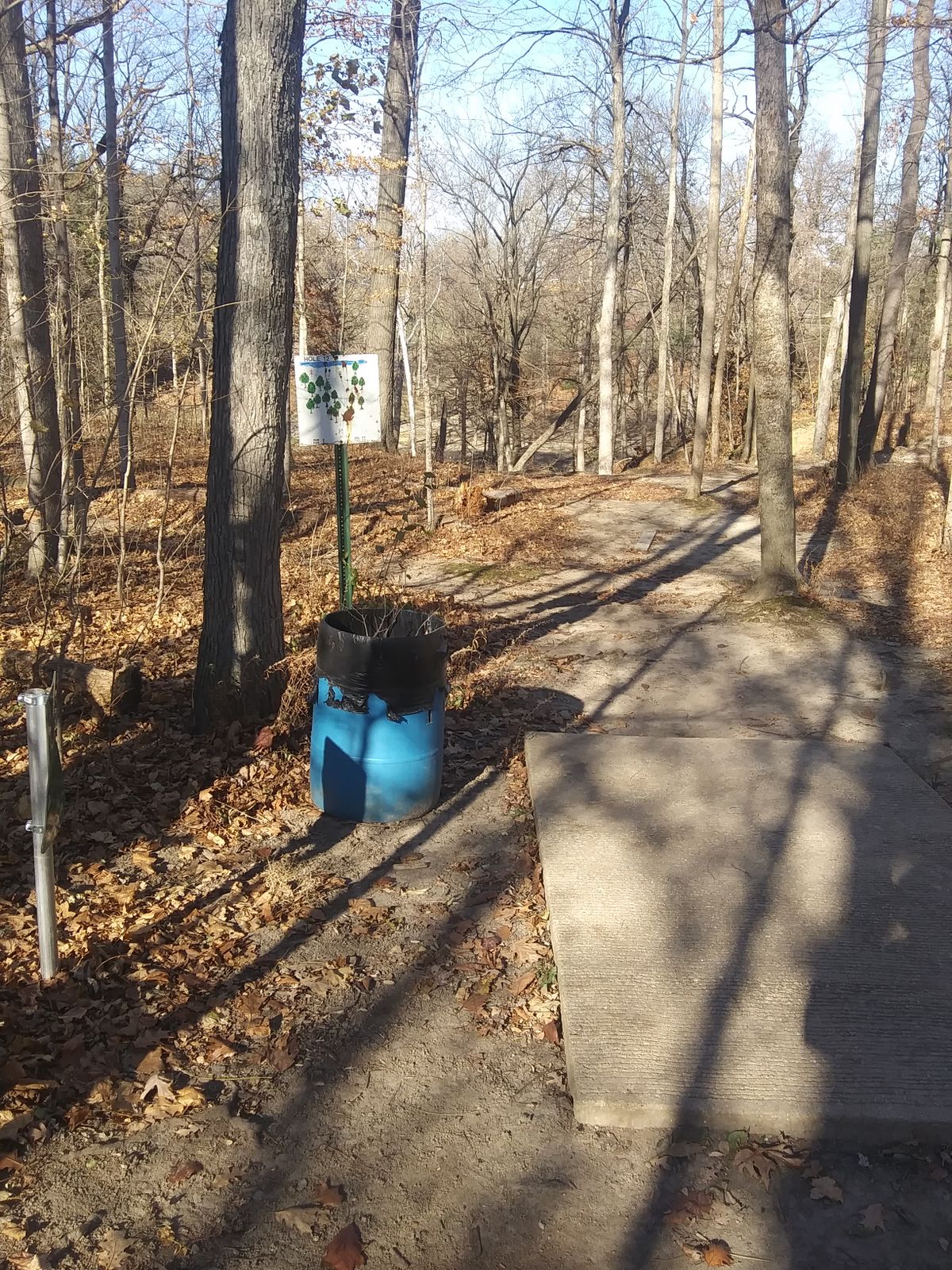 Hole 12 from tee.  Old sign shown.