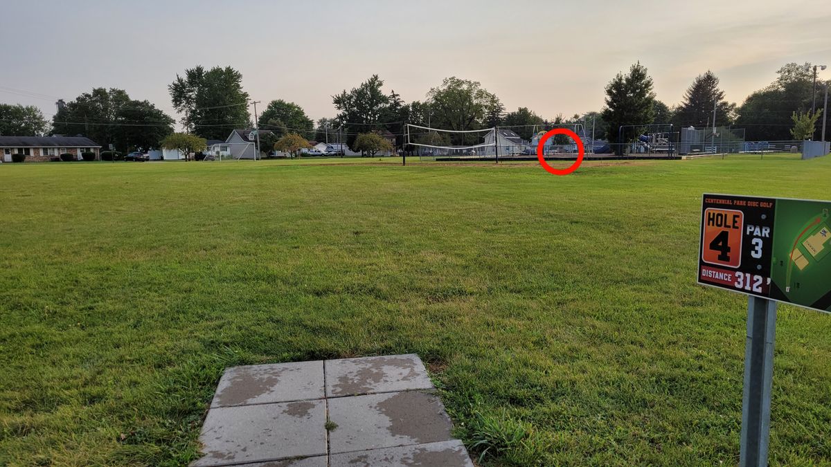 Hole 4 - OB: Inside volleyball court, inside fenced area of playground, on/in shelter house.