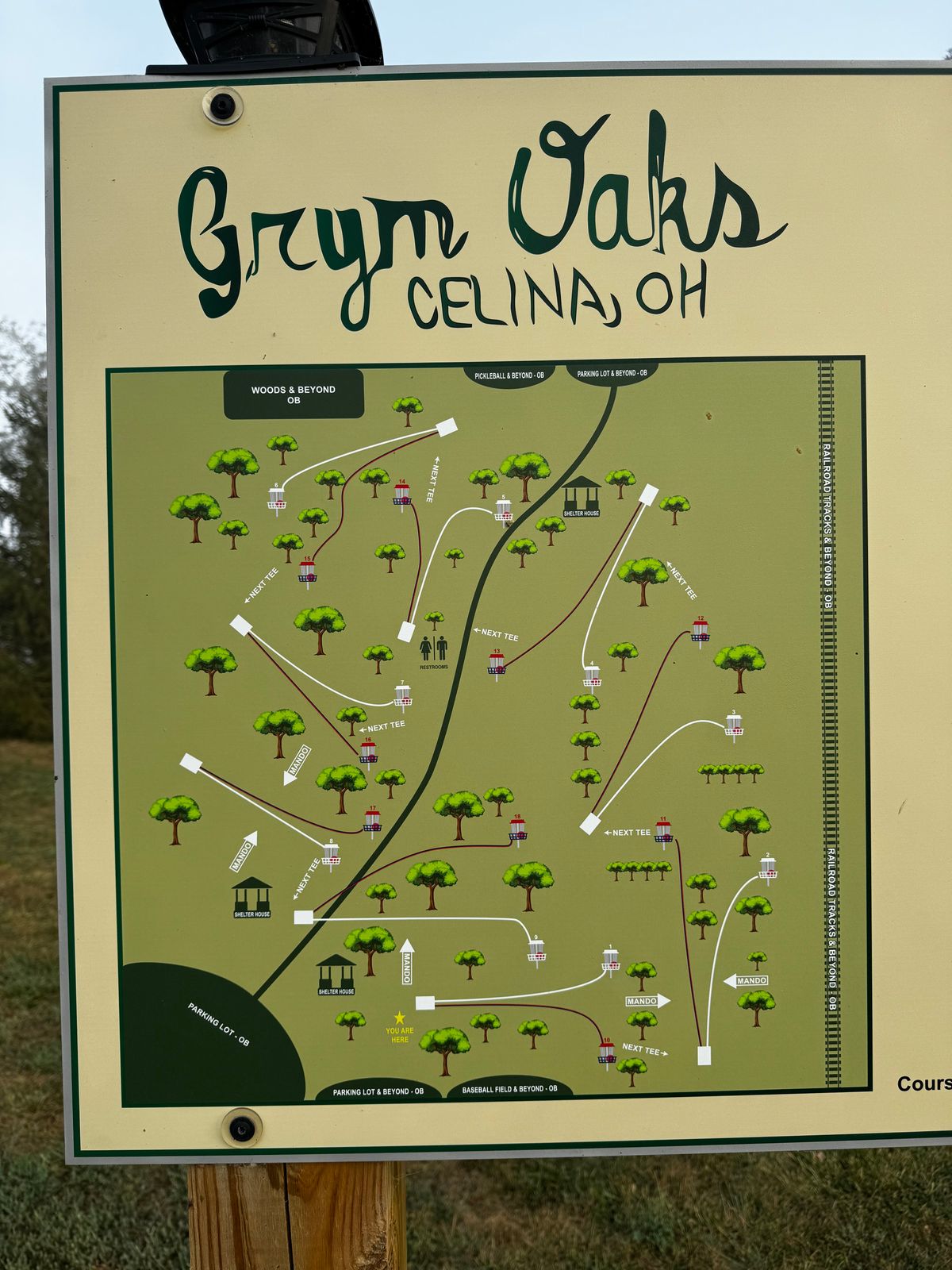 Course layout using 9 tees for 18 holes.