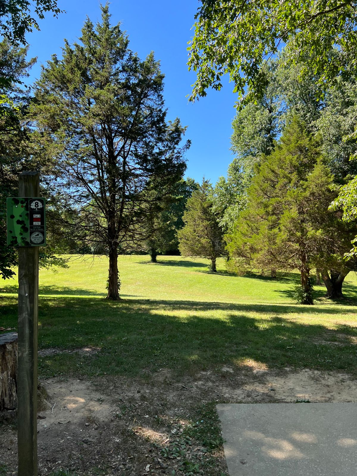 Some baskets are not visible from the tee pad