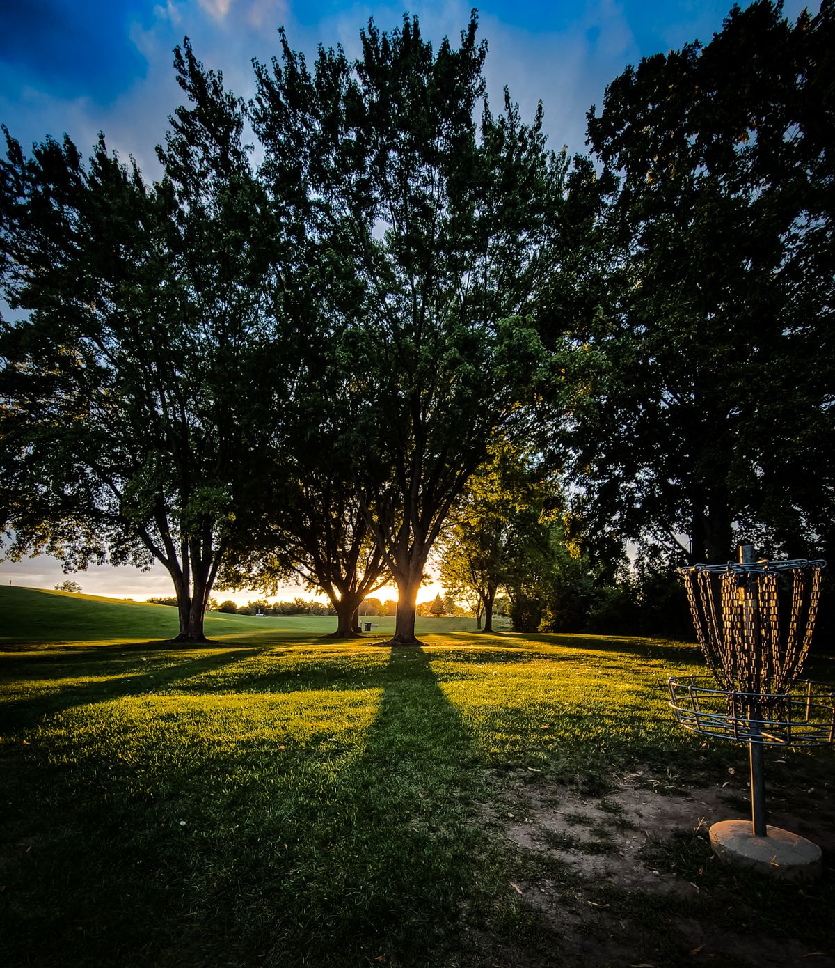 Looking back down hole 18's fairway after a beautiful afternoon