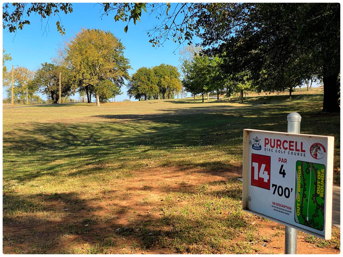 #14 Tee- throwing east towards the distant group of trees