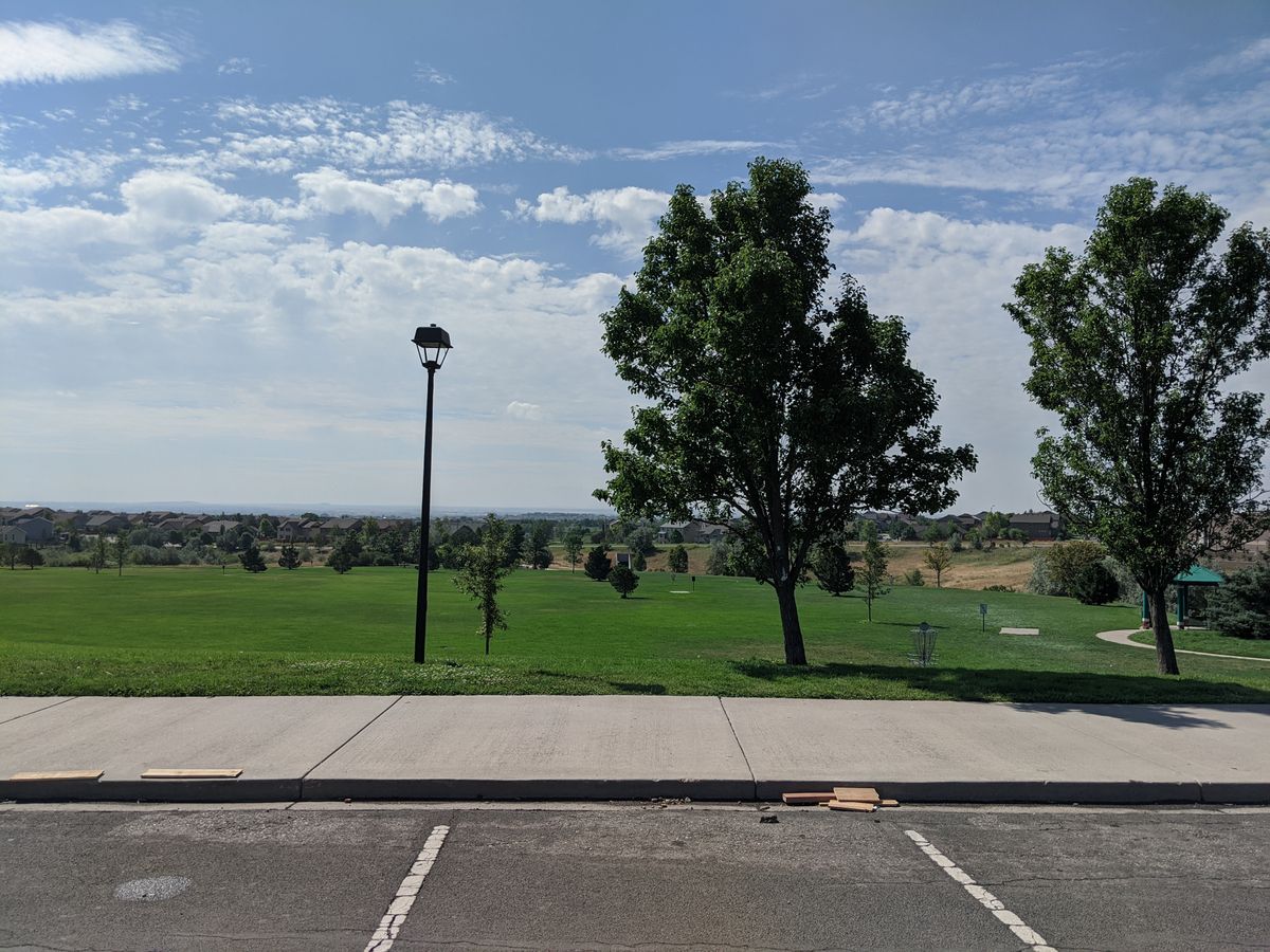 View from parking lot, front 9