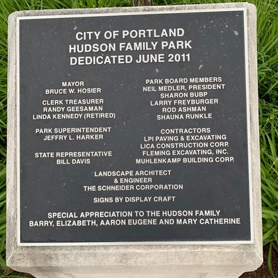 Park dedication plaque.