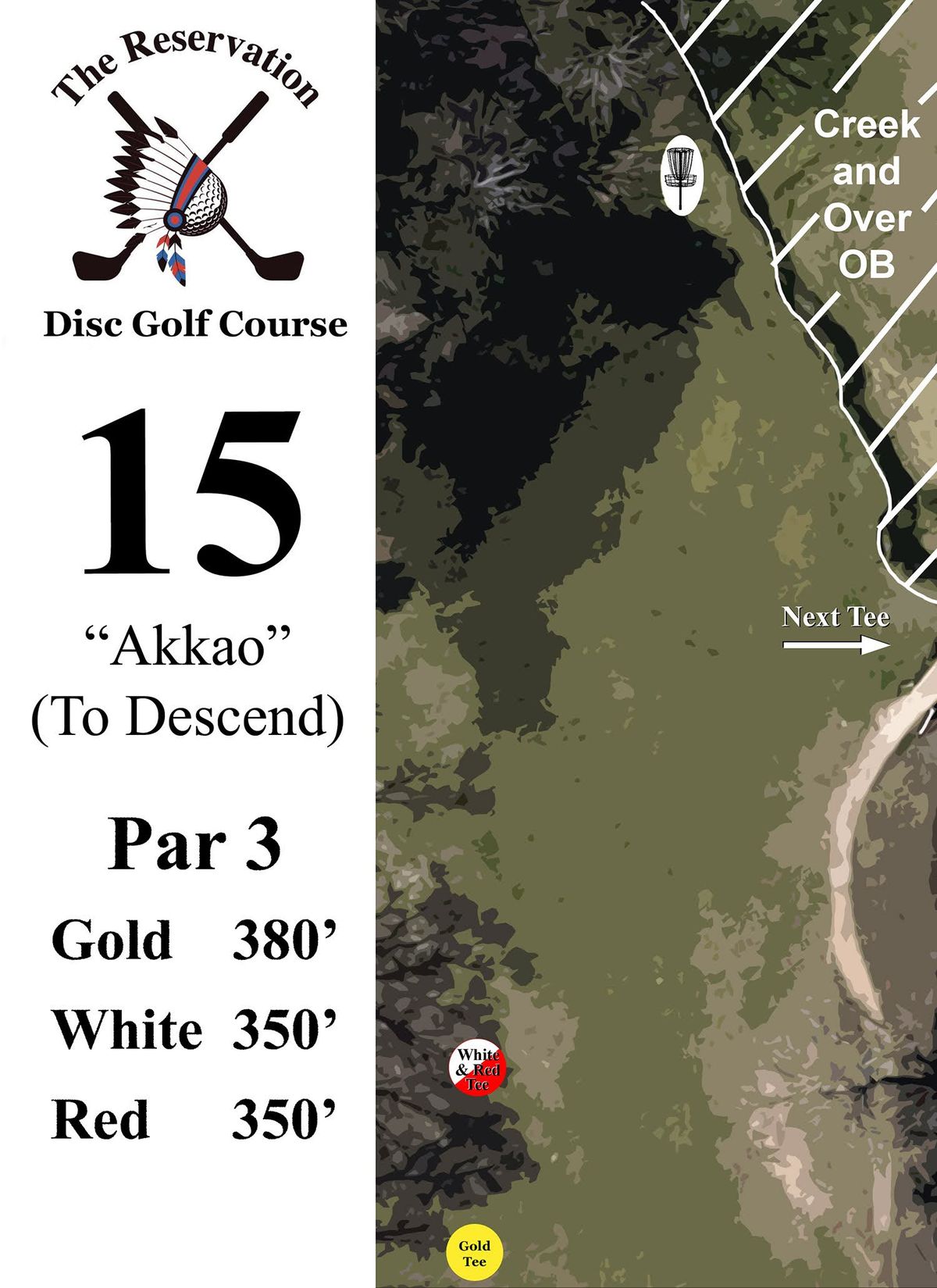 Another downhill hole, about 15 feet. Creek and across are OB (past the basket).