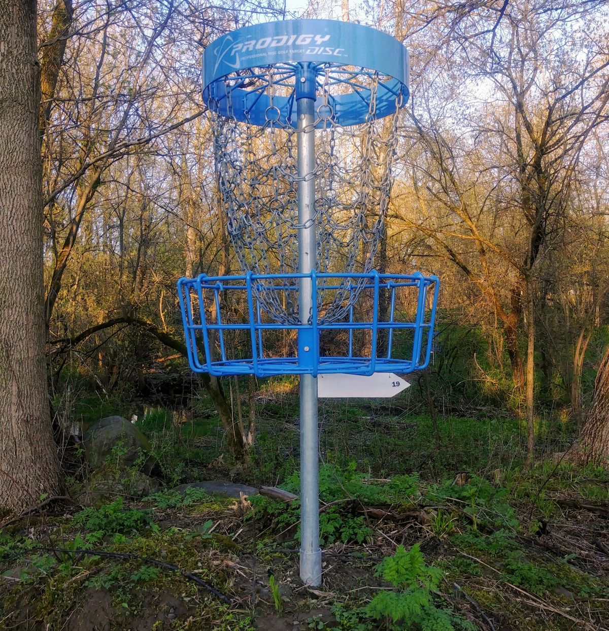 All baskets now have next tee direction arrows attached.