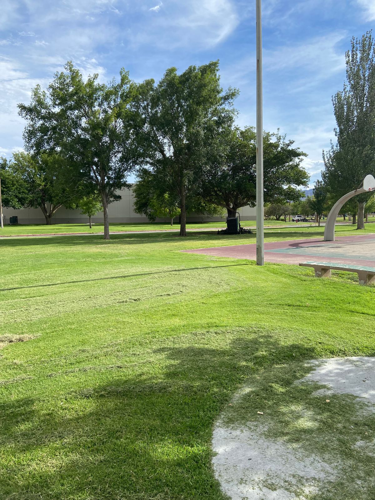 Hole 15 everything past sidewalk on right OB