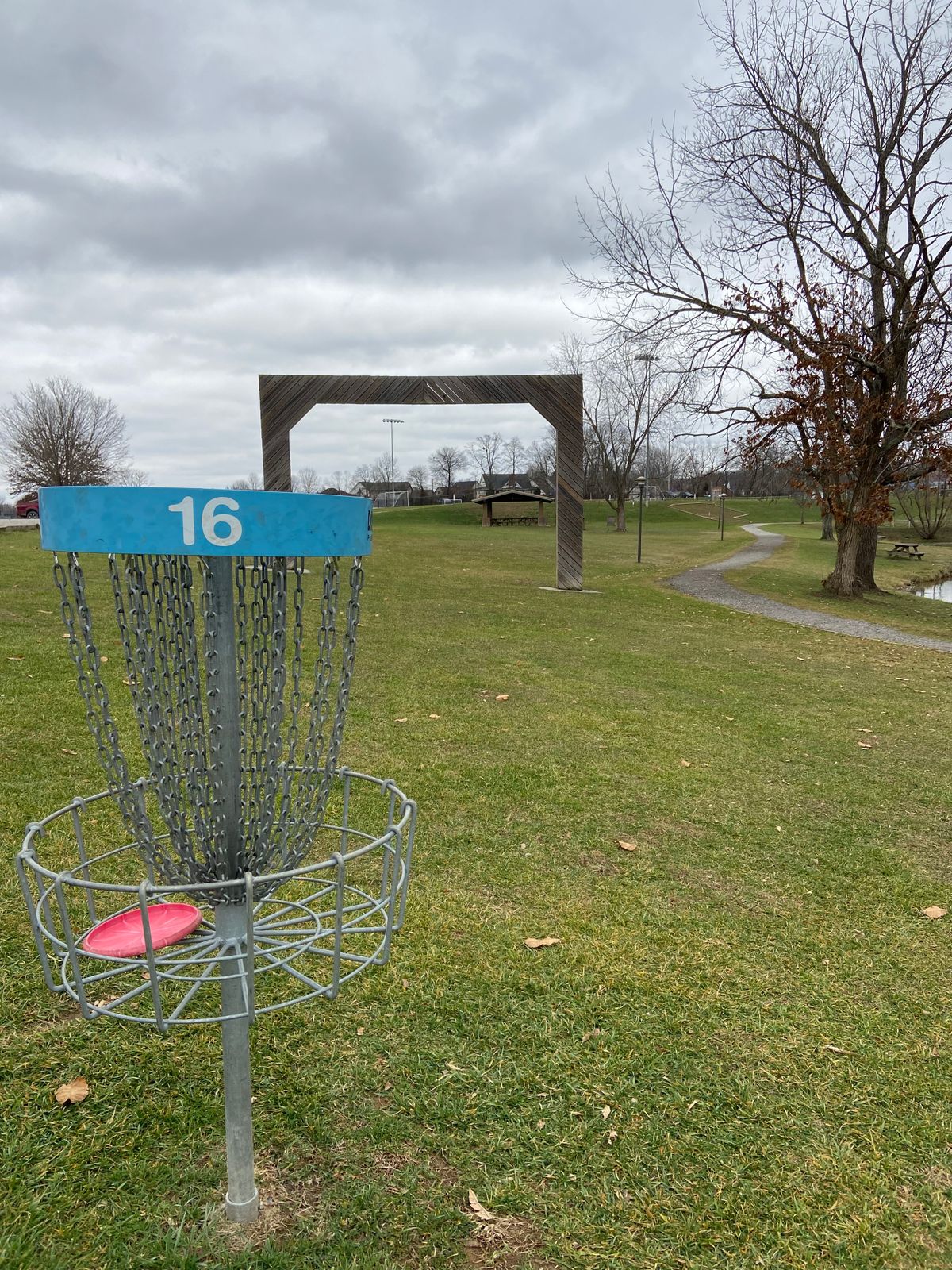 Hole 16 looking back towards the tee through the triple mando