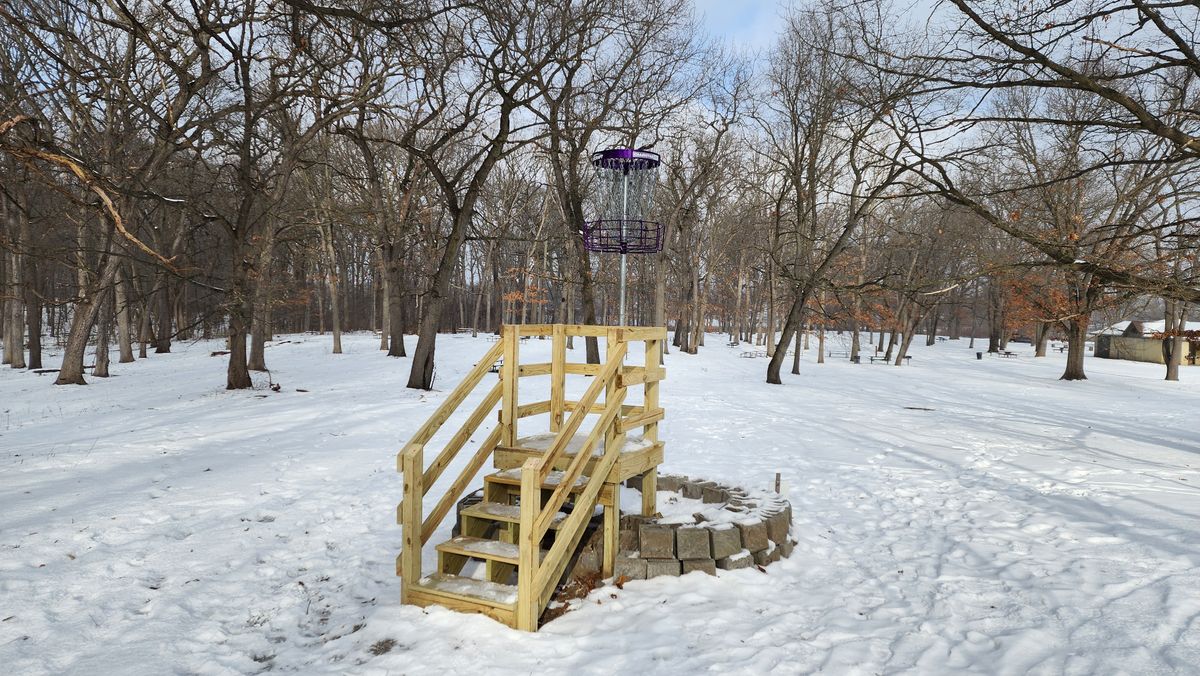 New stairs at 10's basket, January 2025