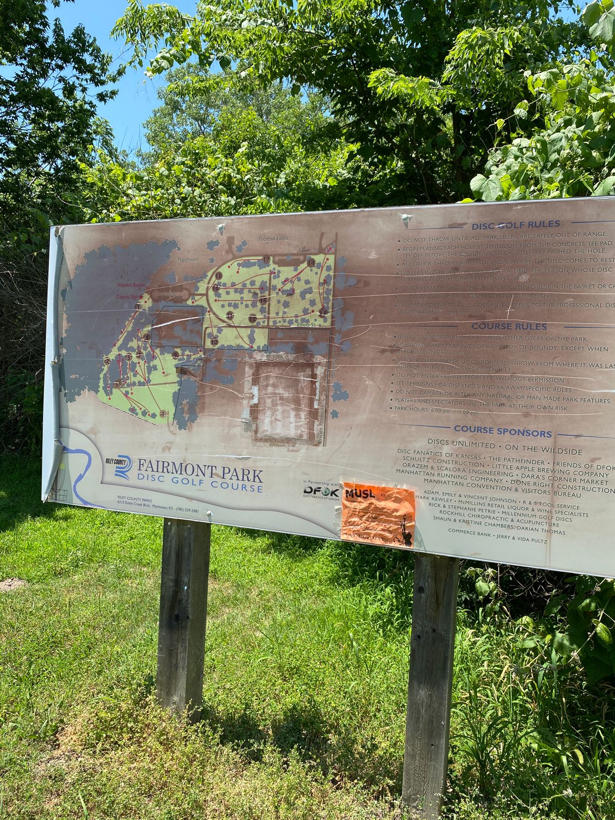 Sun washed information sign