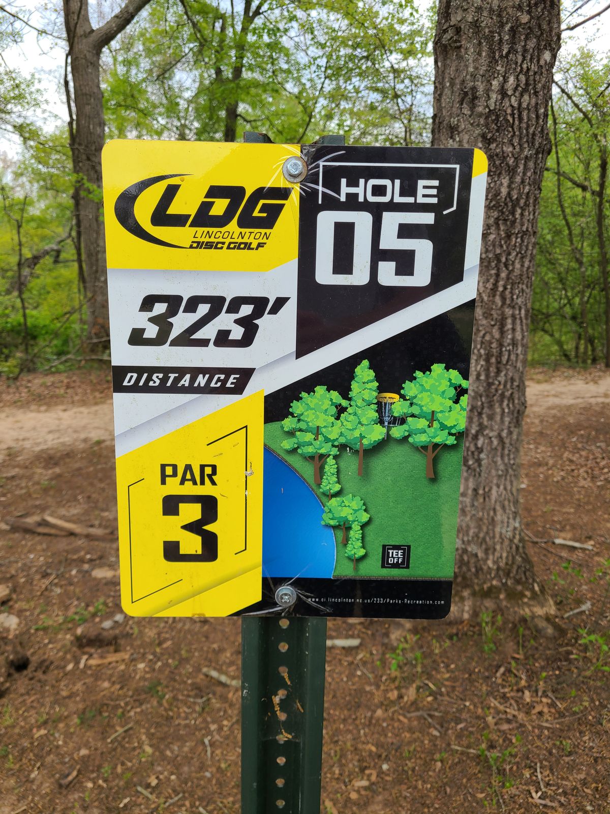 Hole 5 tee sign