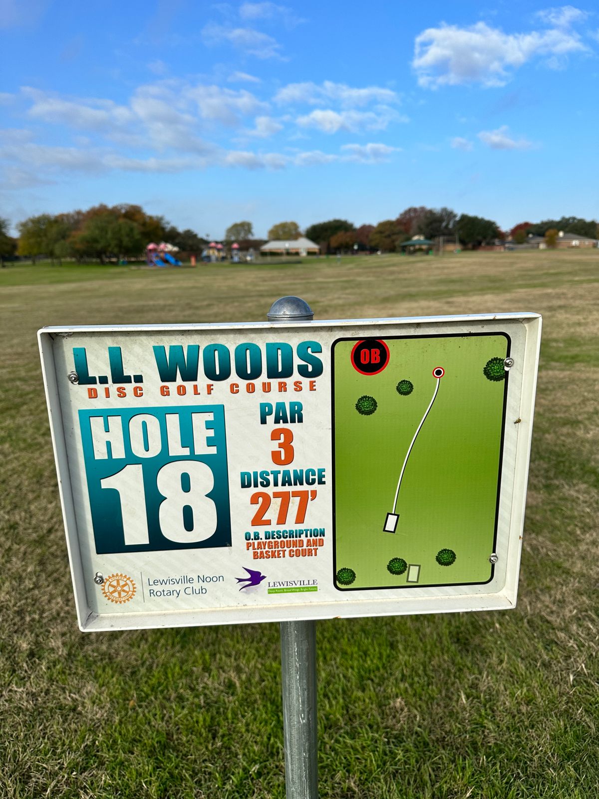 Hole 18 Tee Sign