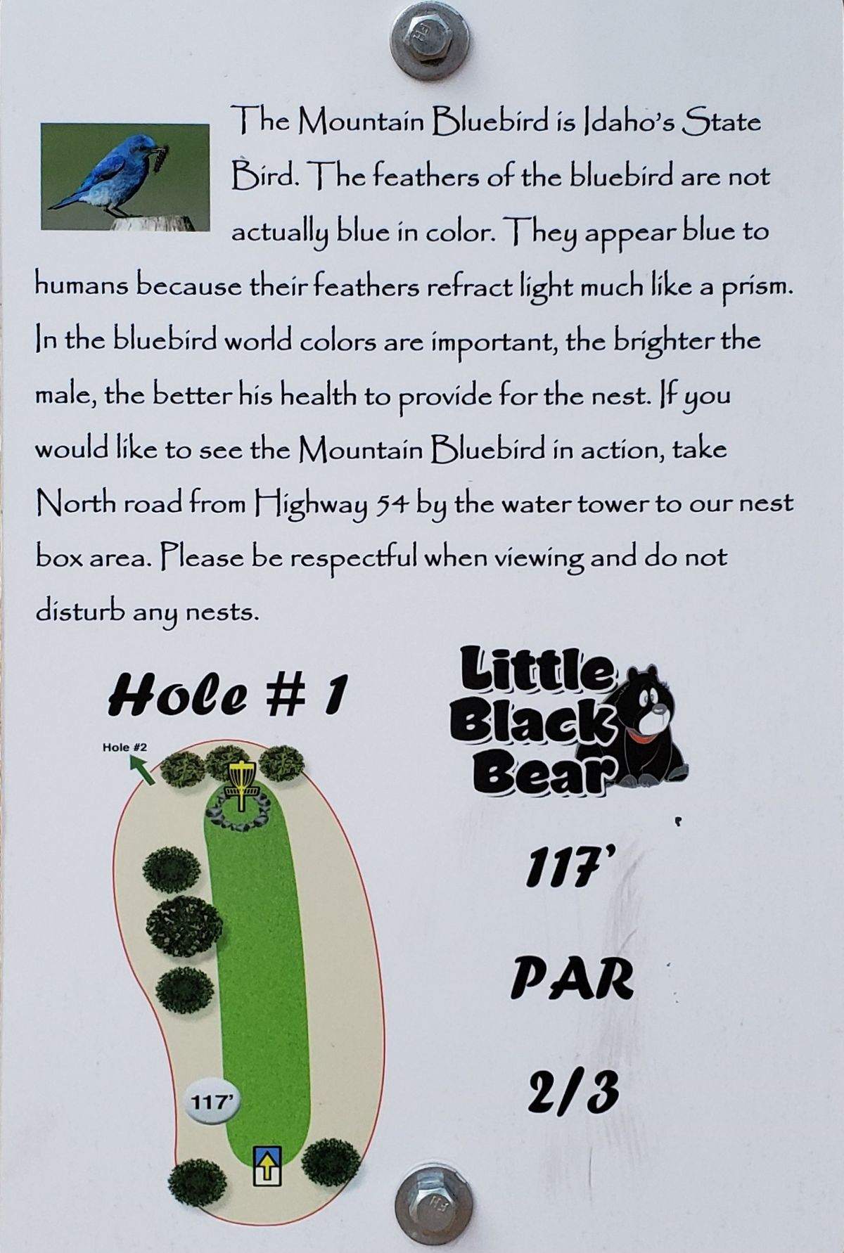 Tee sign hole 1