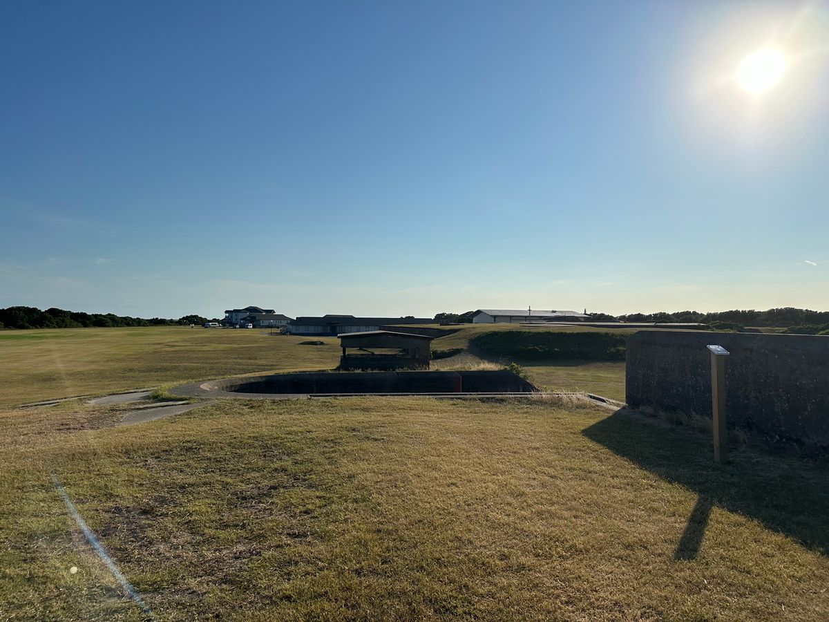 Hole 5 tee.  (To reach climb the steps of the fort structure directly behind Hole 4’s basket.)