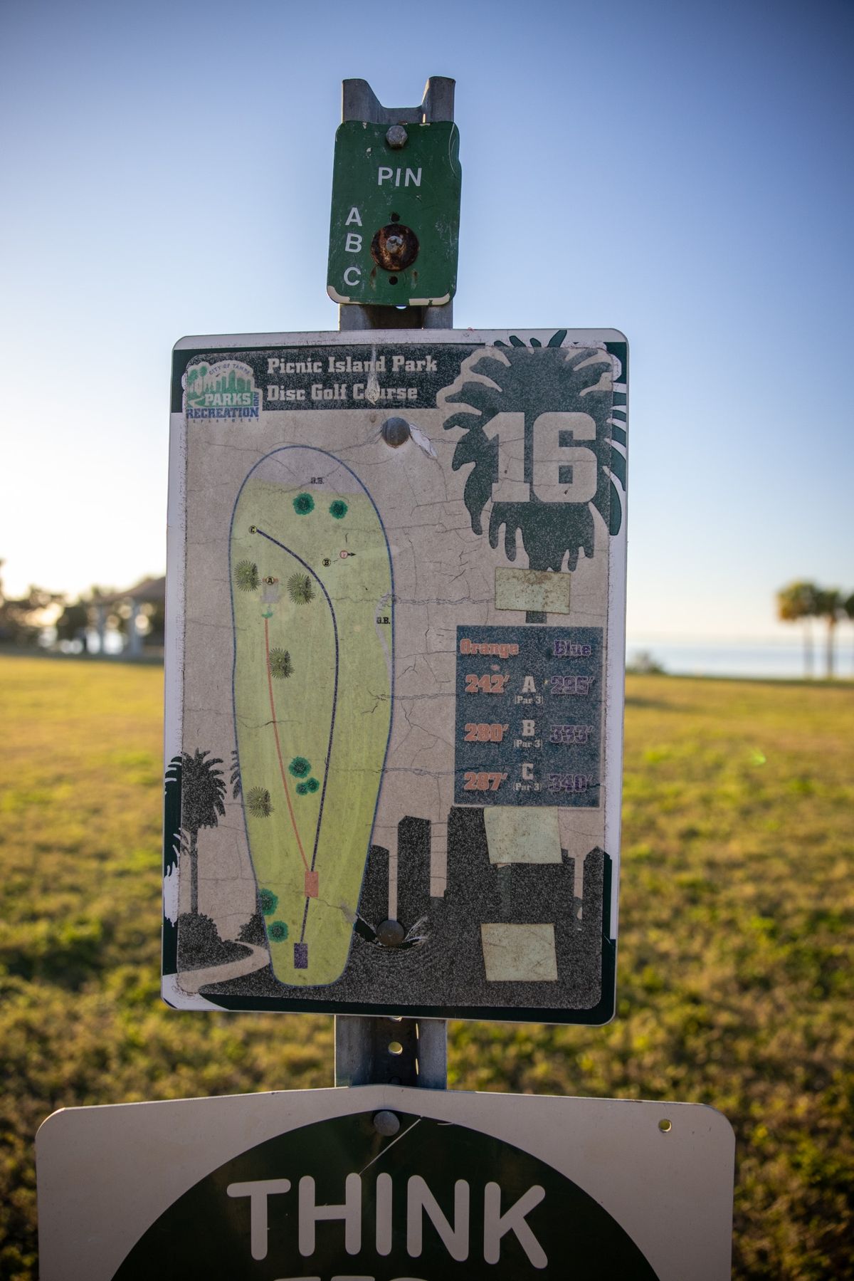 Hole 16 sign.