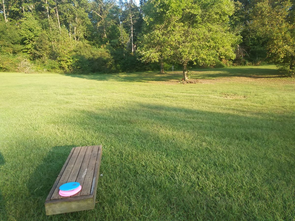 Hole 1, Mando left of trees