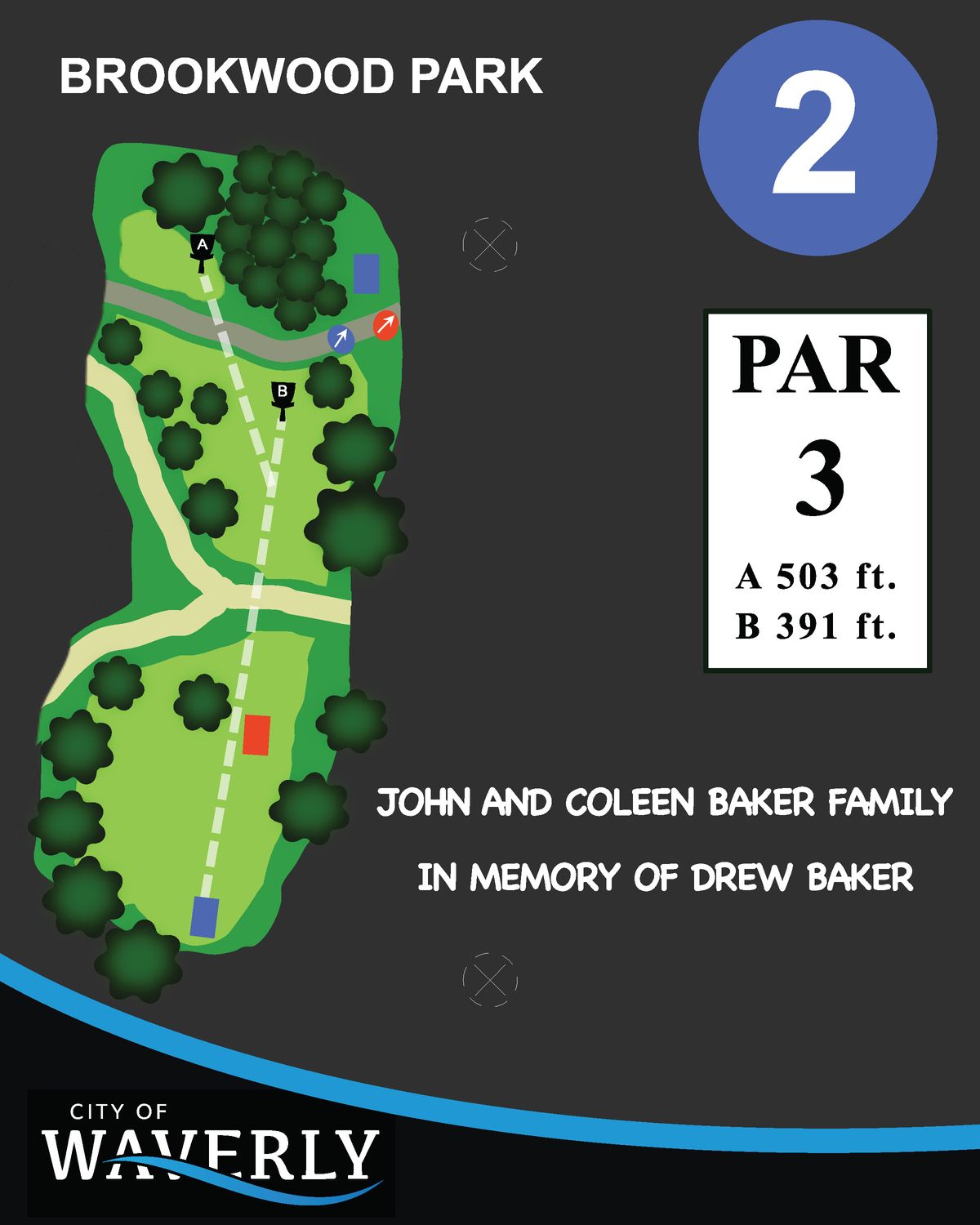 Hole 2 blue teepad sign
