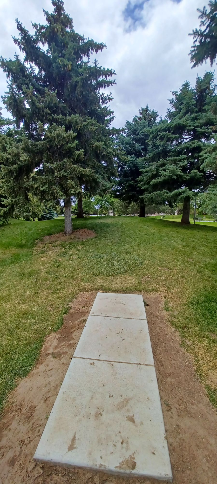 7th Tee Platform. Blind throw to basket, basket is to the left of platform.

Watch out for others using walking path. Basket is on other side of path.

*This is the 16th hole as well, if you are using the 18 hole scorecard.