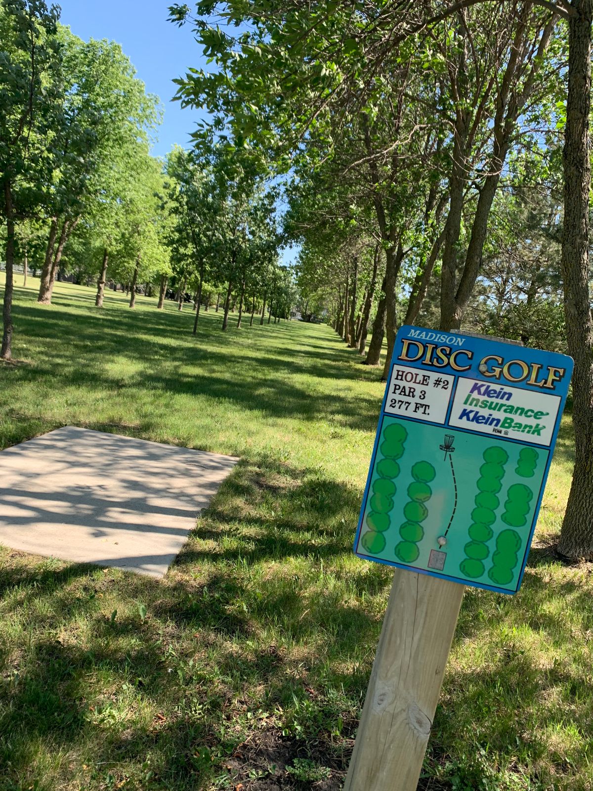 View of hole 2 teepad & sign. Wider tunnel shot about 300 ft straight ahead.