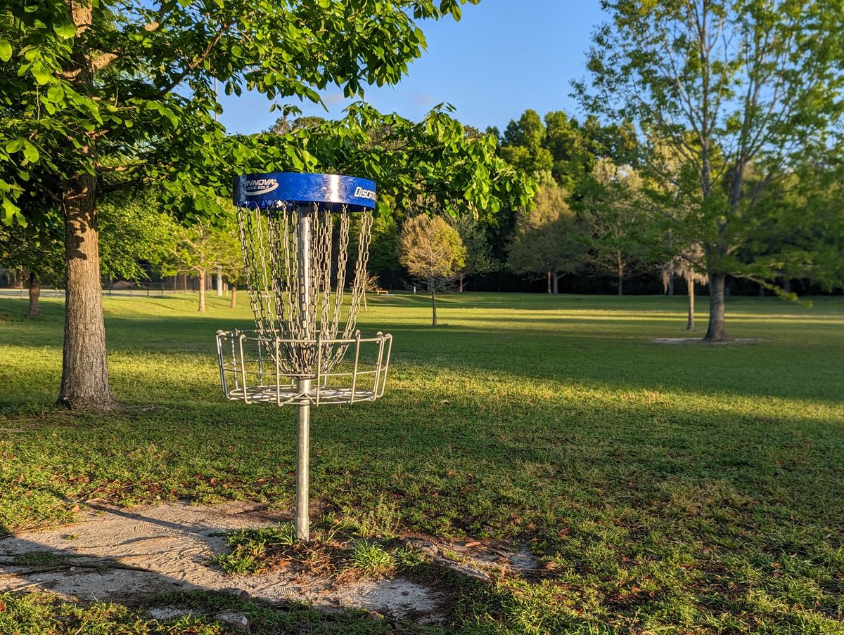 18 basket looking back up the fairway.
