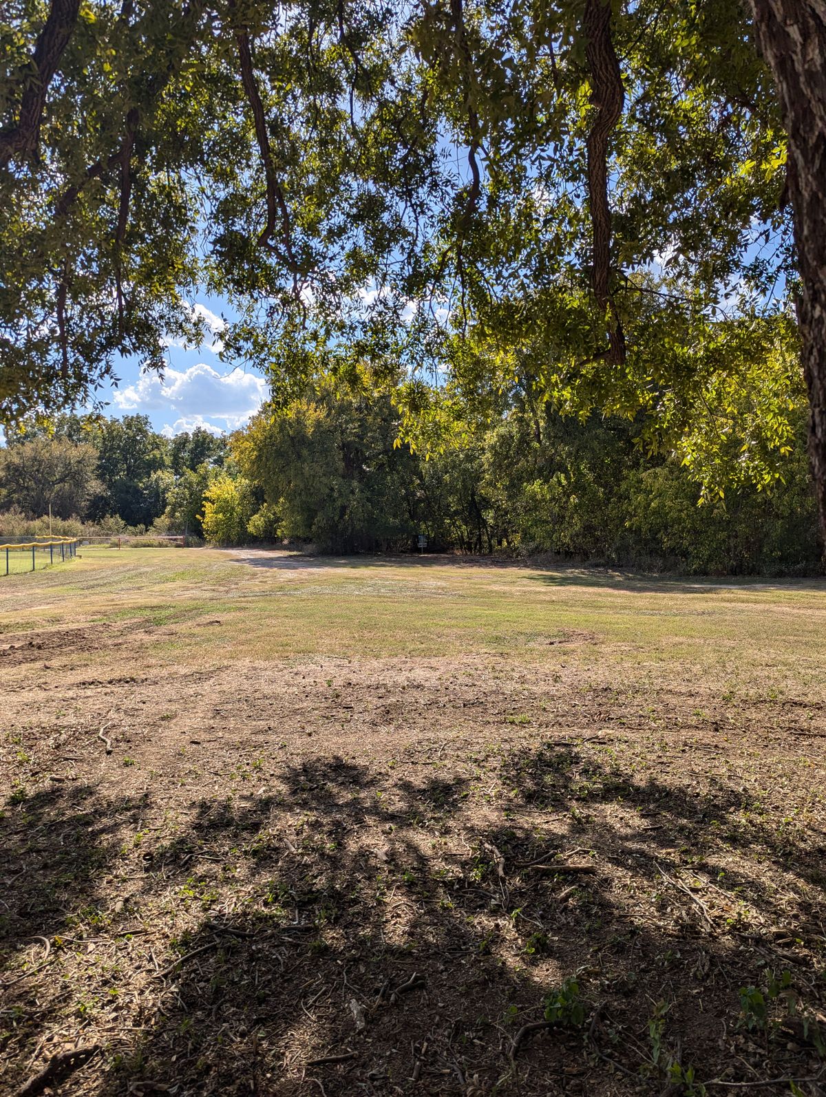 Hole 9's basket from half way down the fairway