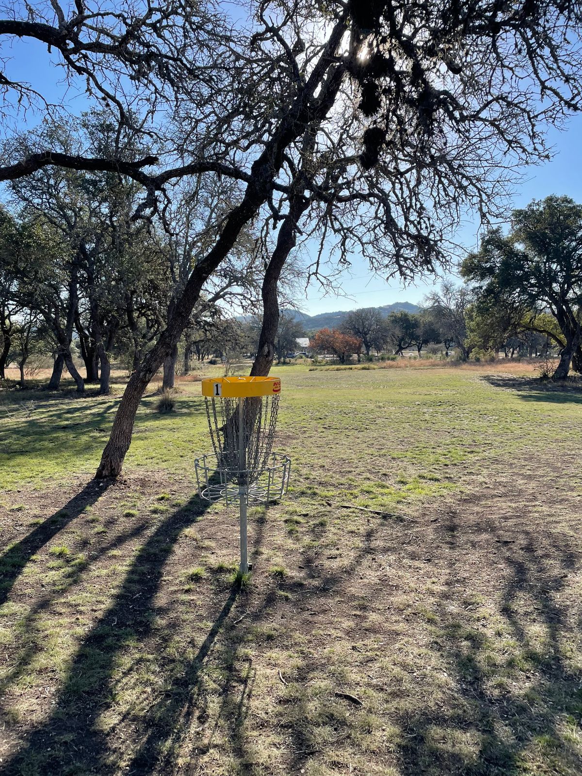 Hole 1 facing the parking lot area