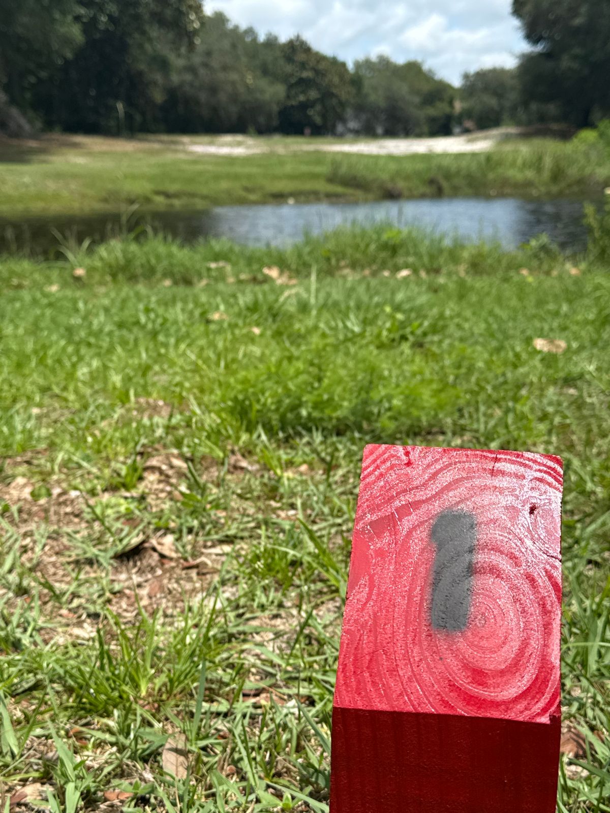 Hole 1 is a long shot over water.