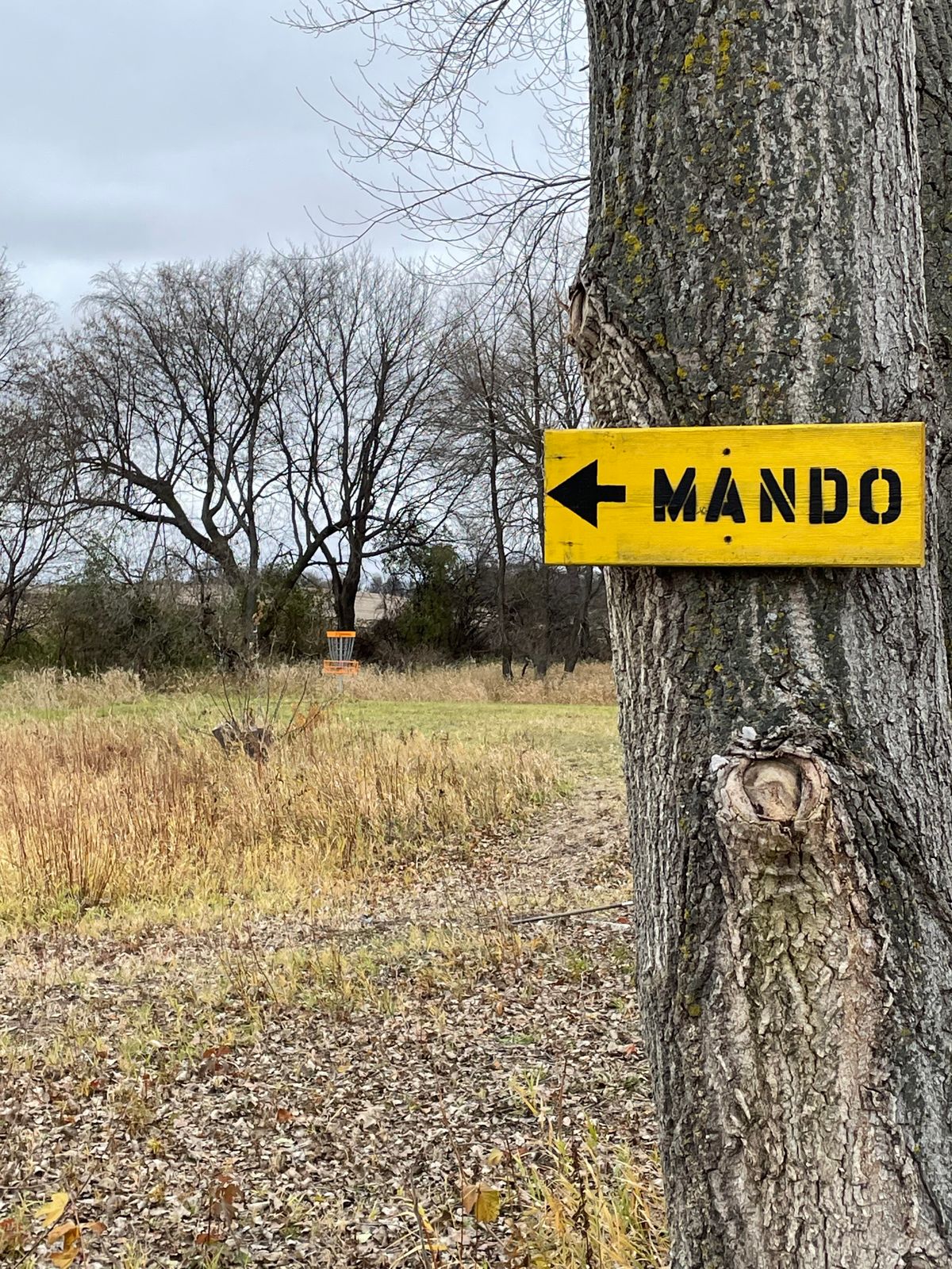 Mando Left on hole 9 to protect 10 tee box.Drop Zone for pond or missed mando is the short tee pad 