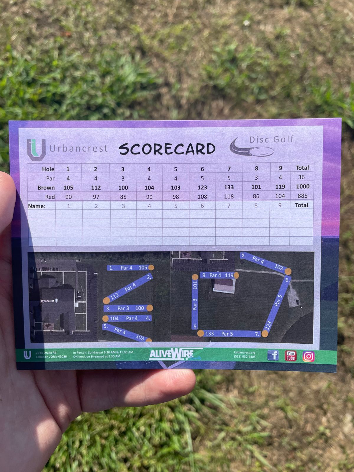 Scorecards and pencils at beginning of course with correct distances by yards and pars
