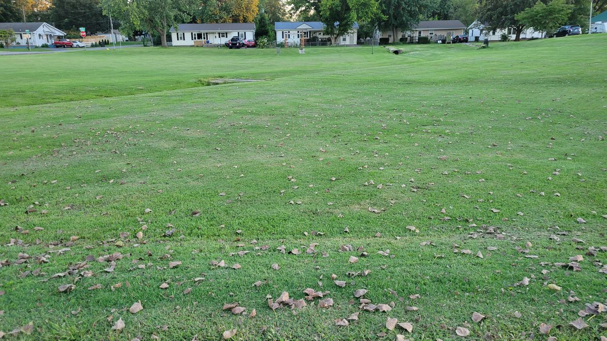 Hole 10 Makeshift Hole from gravel road beside Hole 2 tee to practice basket