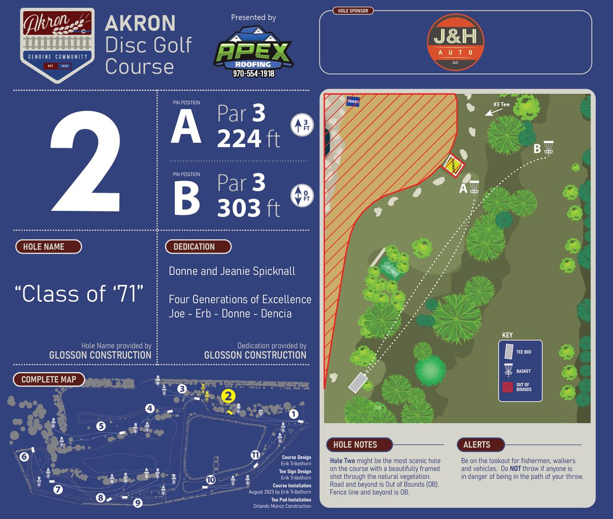 Hole 2 tee sign