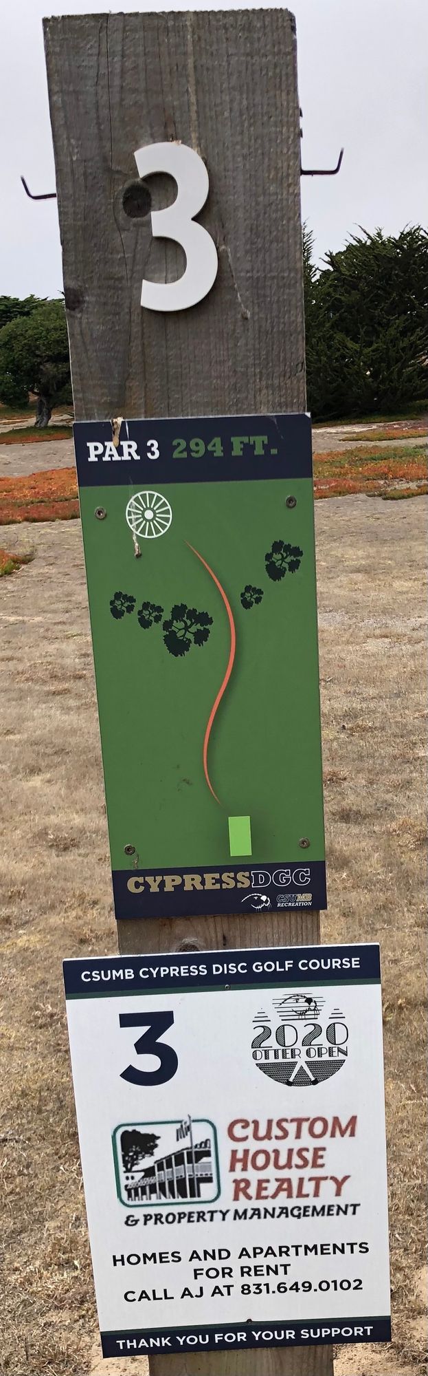 Hole 3's tee sign.