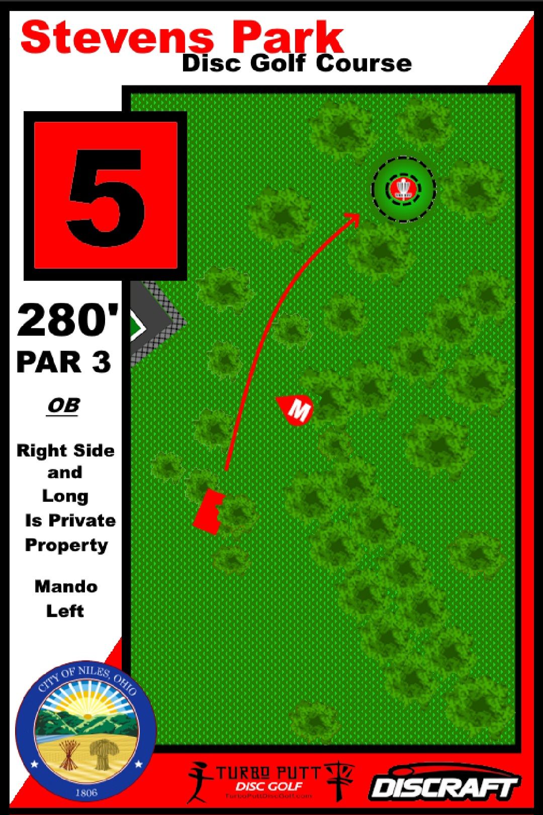 Hole 5 Red Tee Sign
