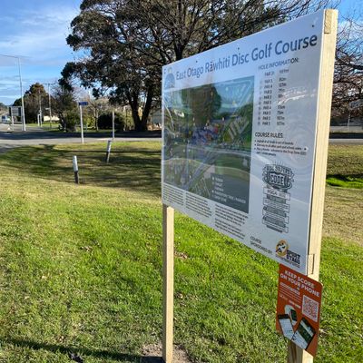 The view at the main sign from just behind tee pad 1 (near SH1 and Stour Street Palmerston)