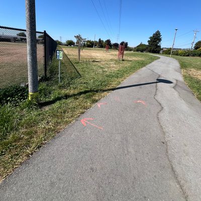Hole 9 Tee, box marked on walkway.