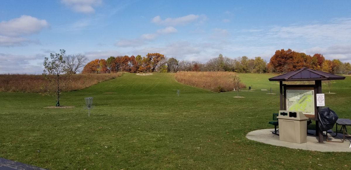 Practice basket looking towards 9th hole.