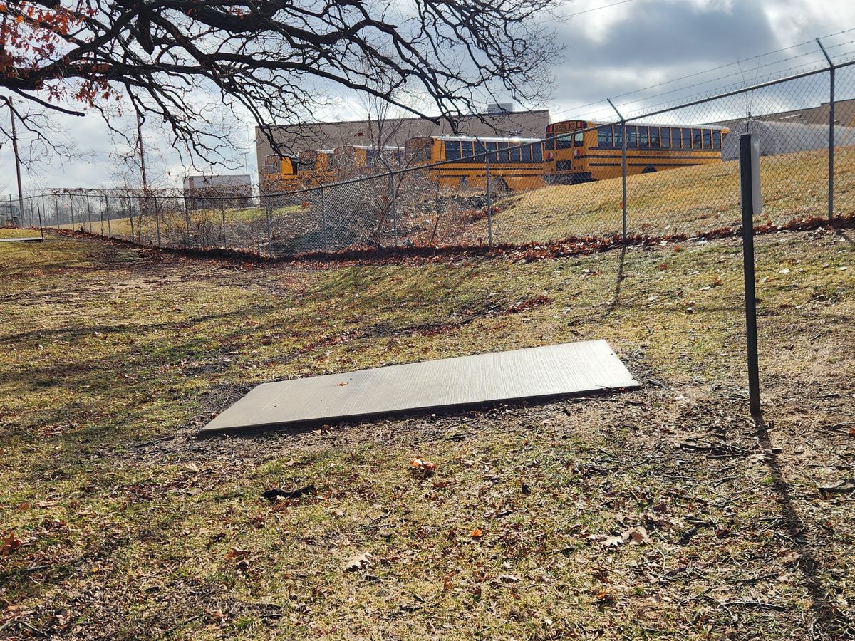 Hole 3 tee pad slopes forward quite a bit.